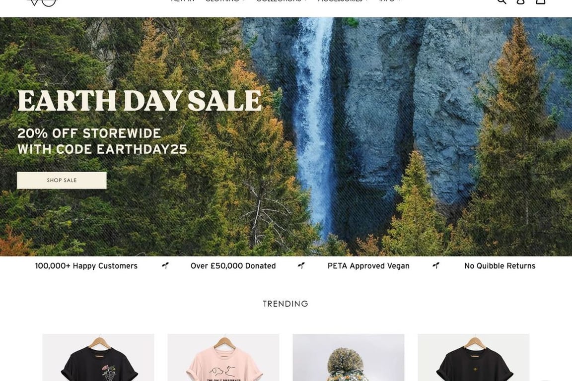 Vegan Outfitters homepage