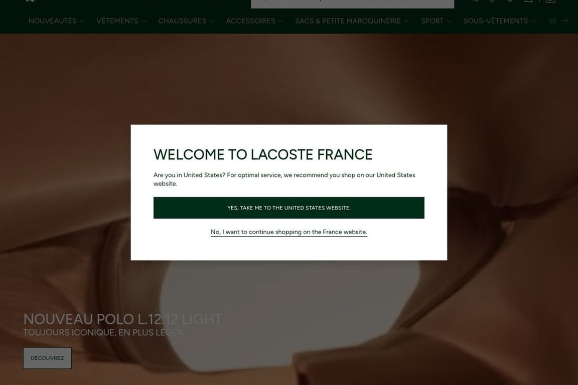 Lacoste FR homepage