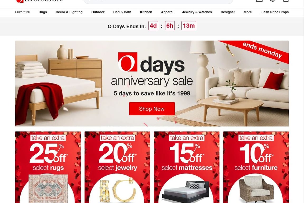 Overstock homepage