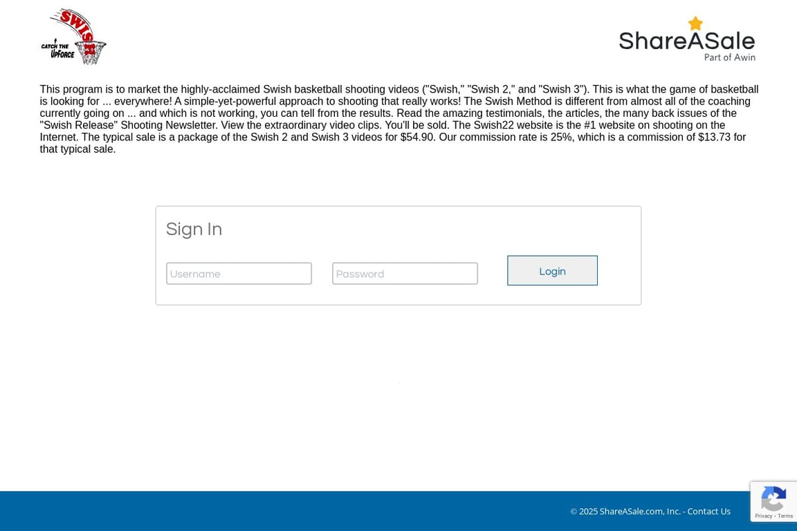 Swish International affiliate program signup page