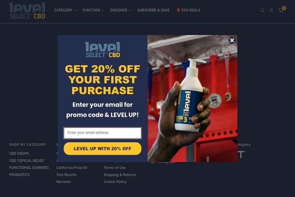 Level Select CBD affiliate program signup page