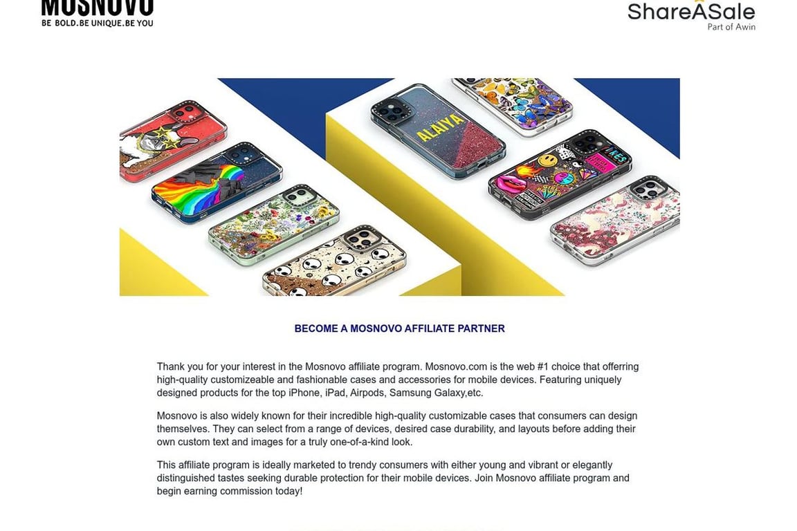 Mosnovo Limted affiliate program signup page
