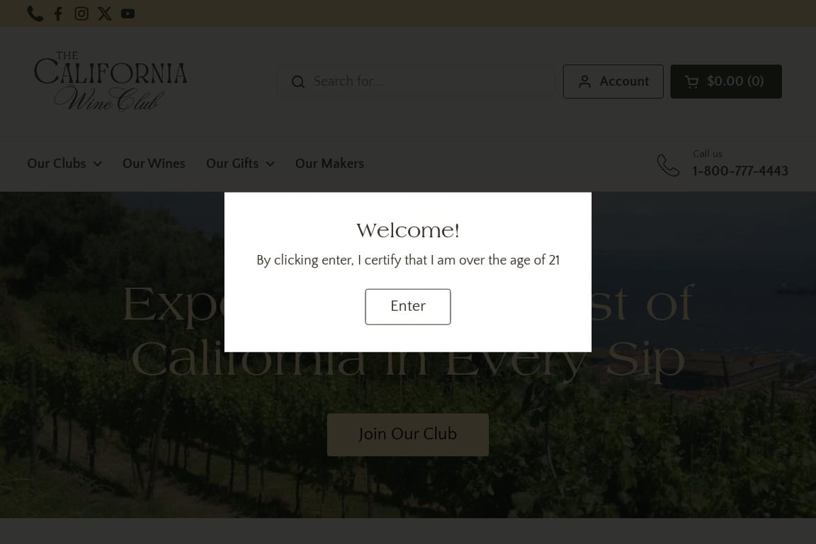 California Wine Club homepage