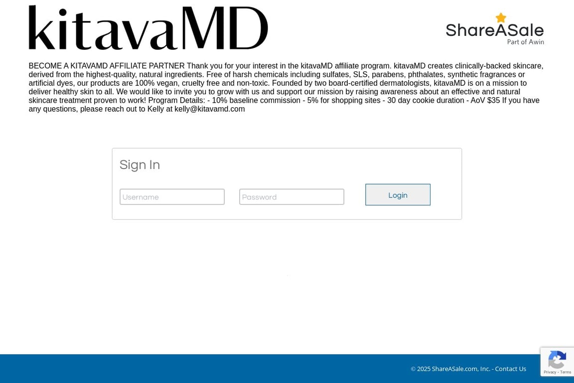 KITAVA MD affiliate program signup page