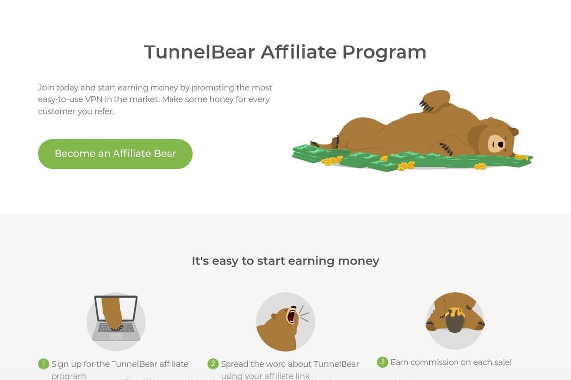 TunnelBear affiliate program signup page