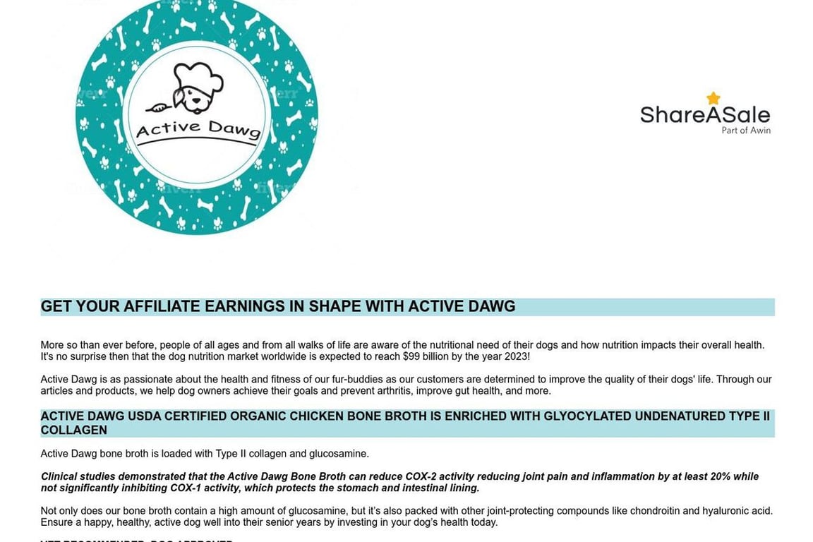 Active Dawg affiliate program signup page