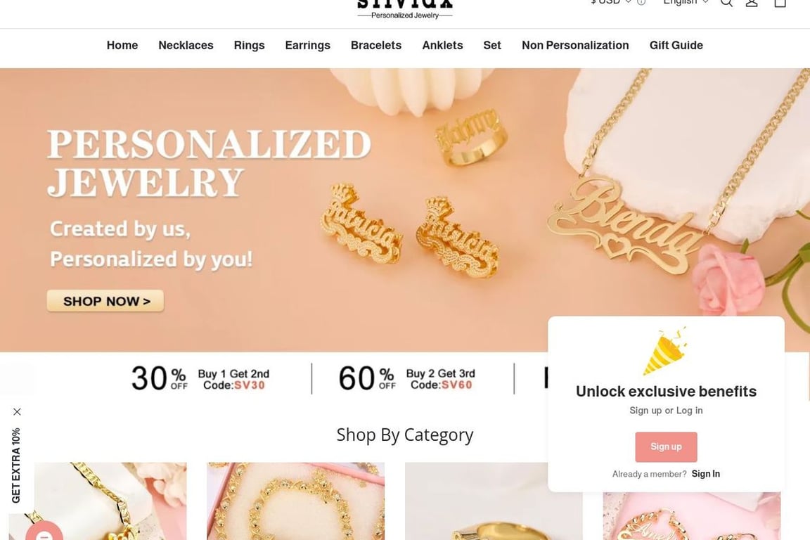 Silviax Jewelry homepage