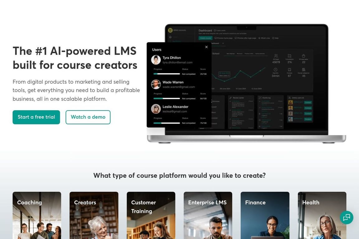 LearnWorlds homepage
