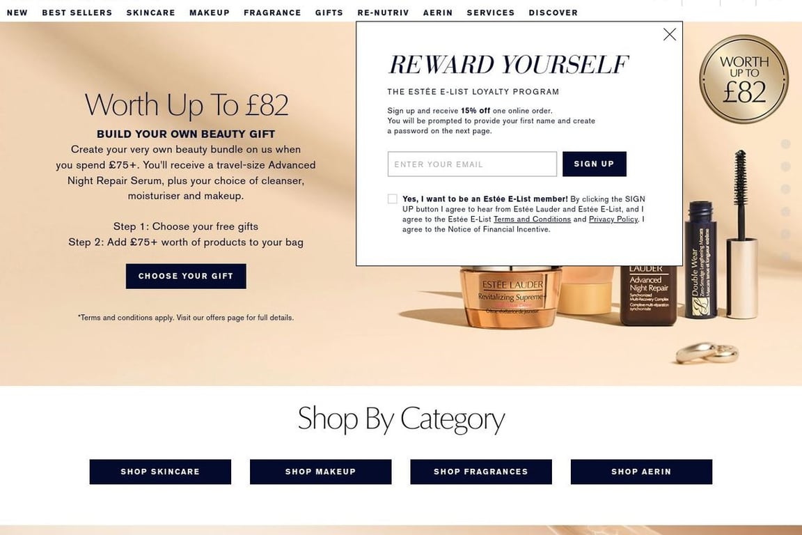 Estée Lauder homepage