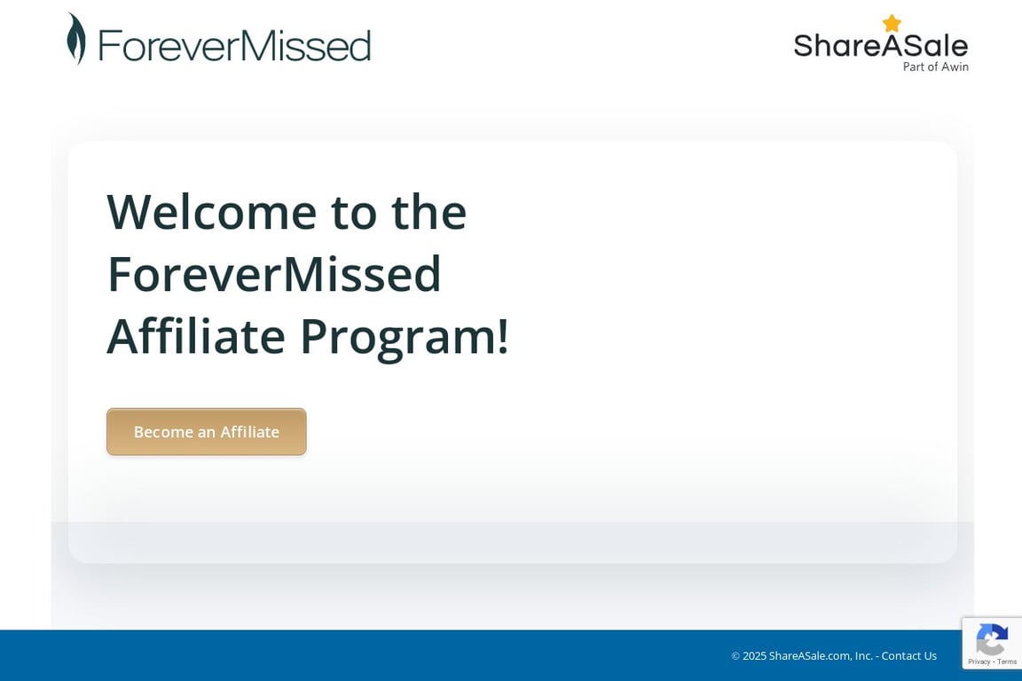ForeverMissed affiliate program signup page