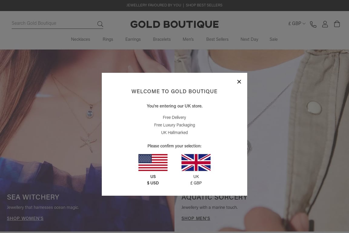 Gold Boutique homepage