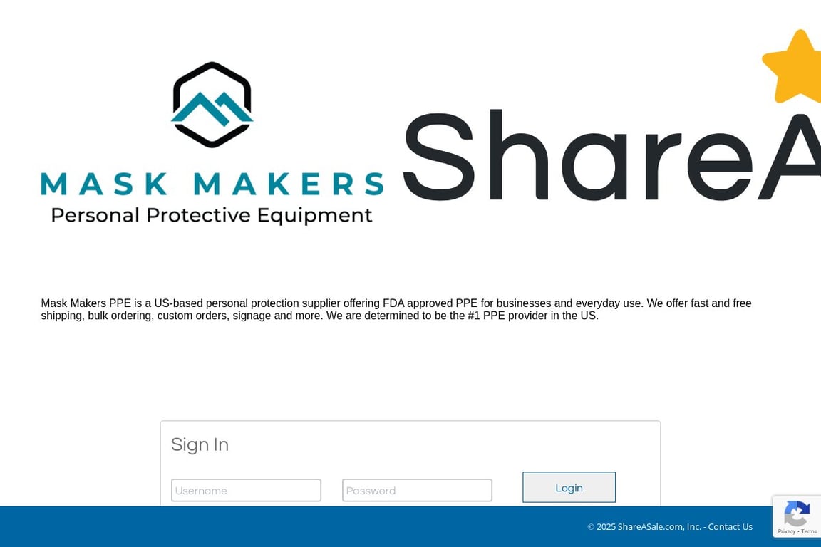 Mask Makers LLc affiliate program signup page