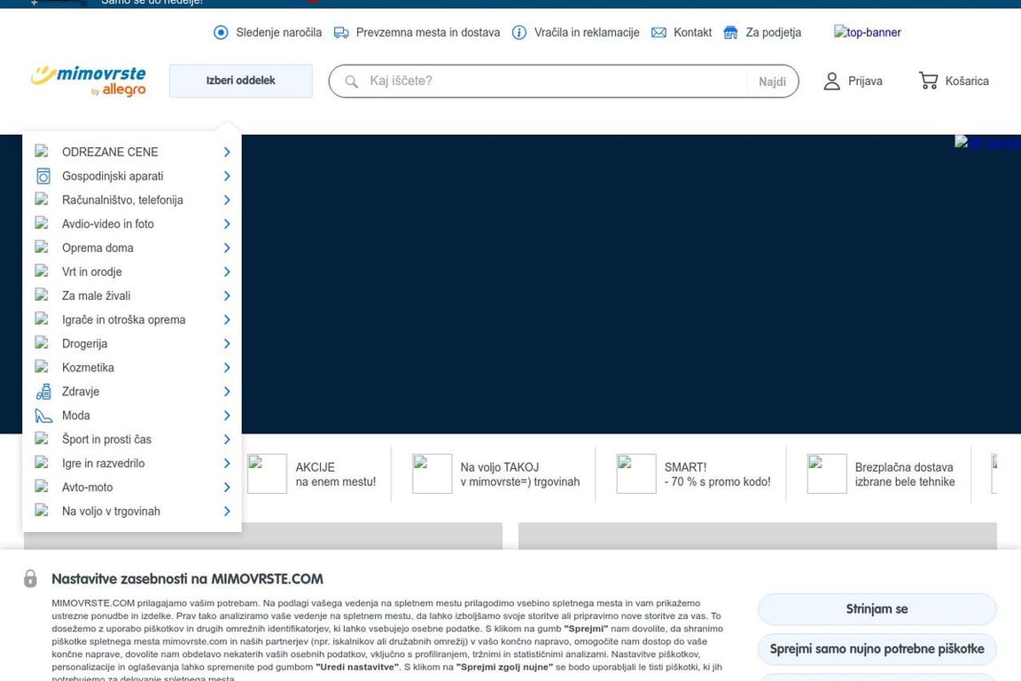 Mimovrste.com homepage