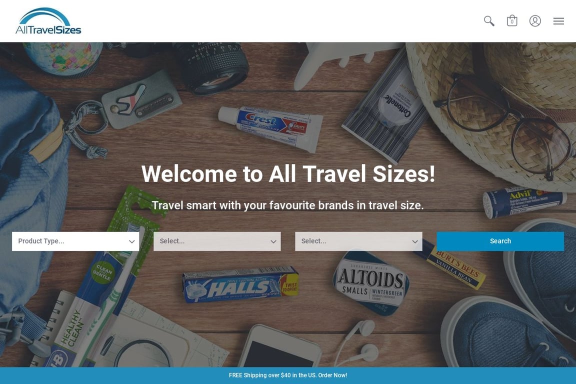 All Travel Sizes homepage