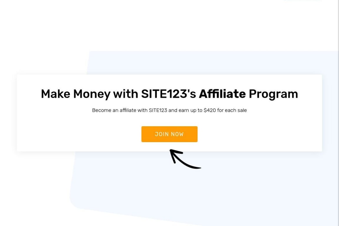 Site123 affiliate program signup page