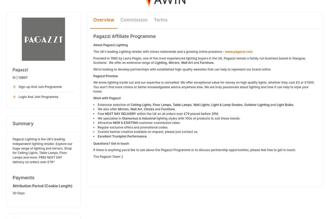 Pagazzi affiliate program signup page