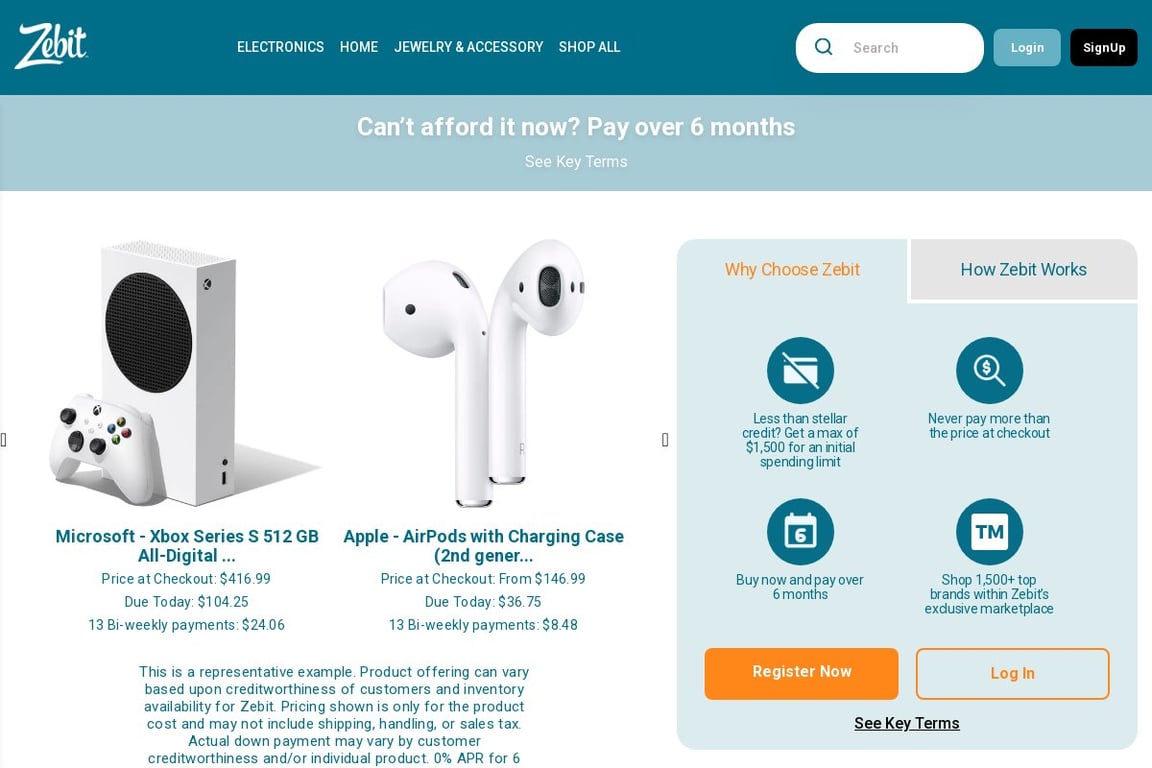 Zebit homepage