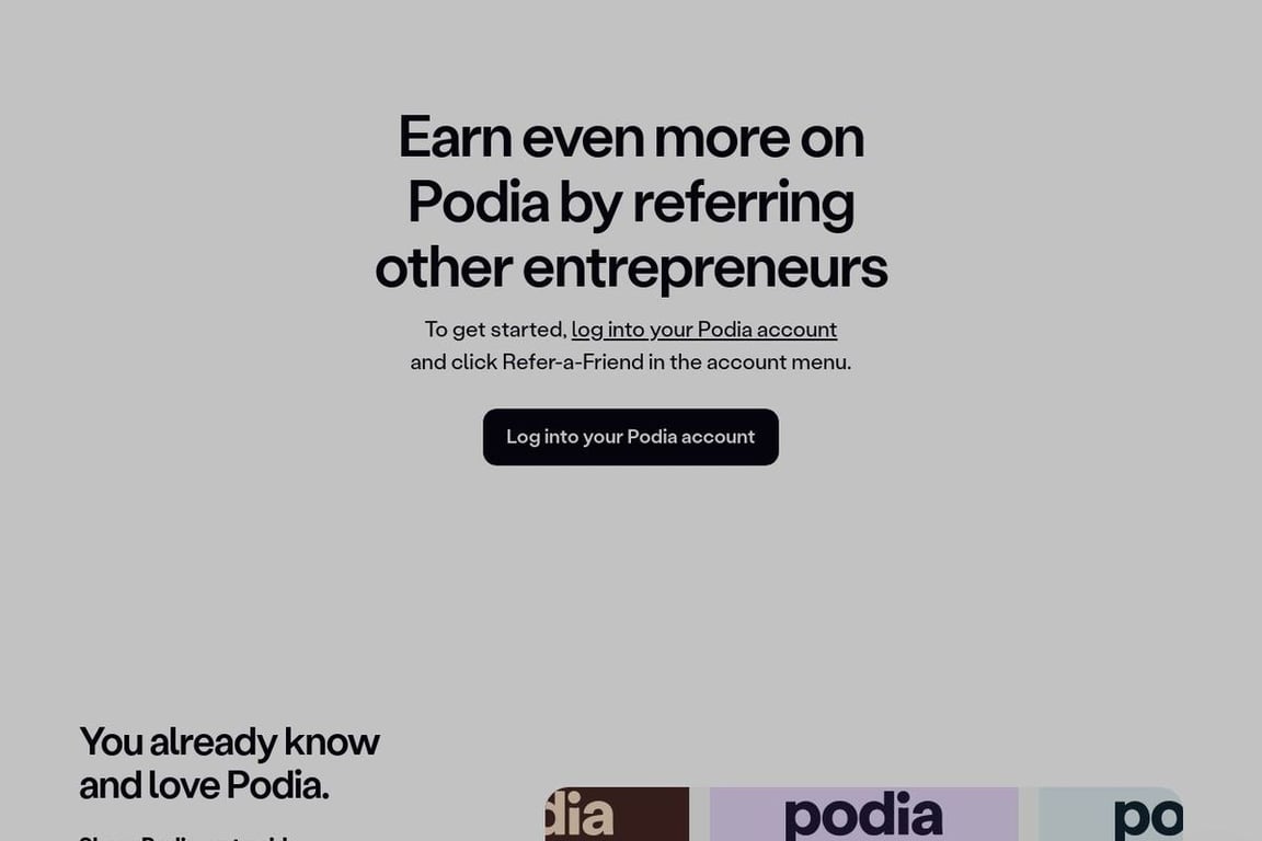 Podia affiliate program signup page