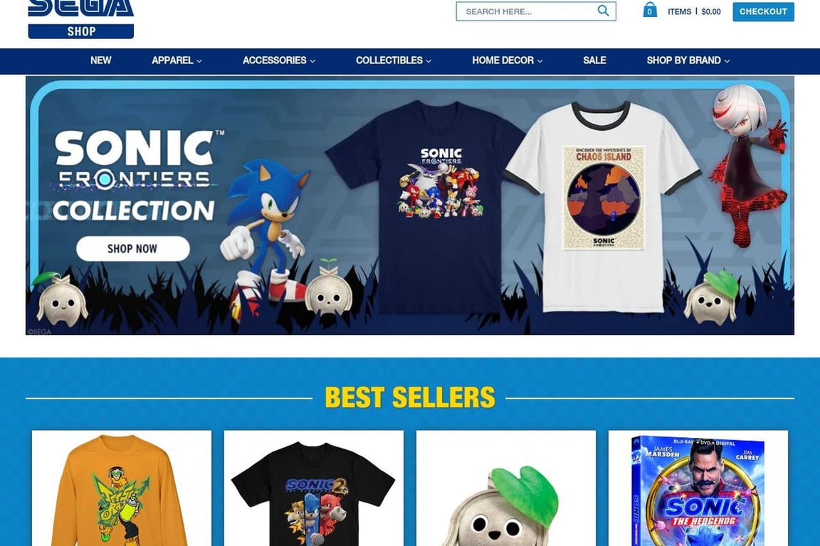SEGA Shop homepage