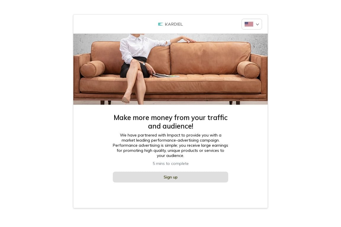 Kardiel affiliate program signup page