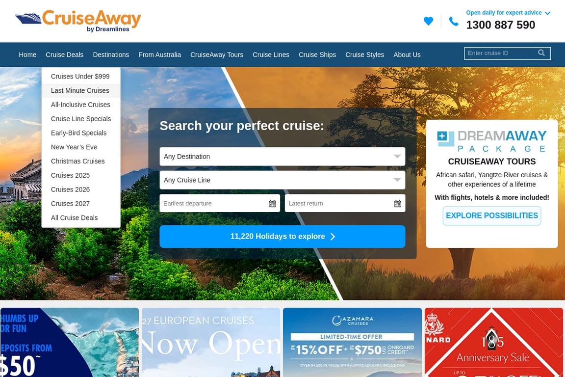 CruiseAway homepage
