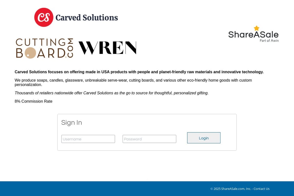 Carved Solutions affiliate program signup page