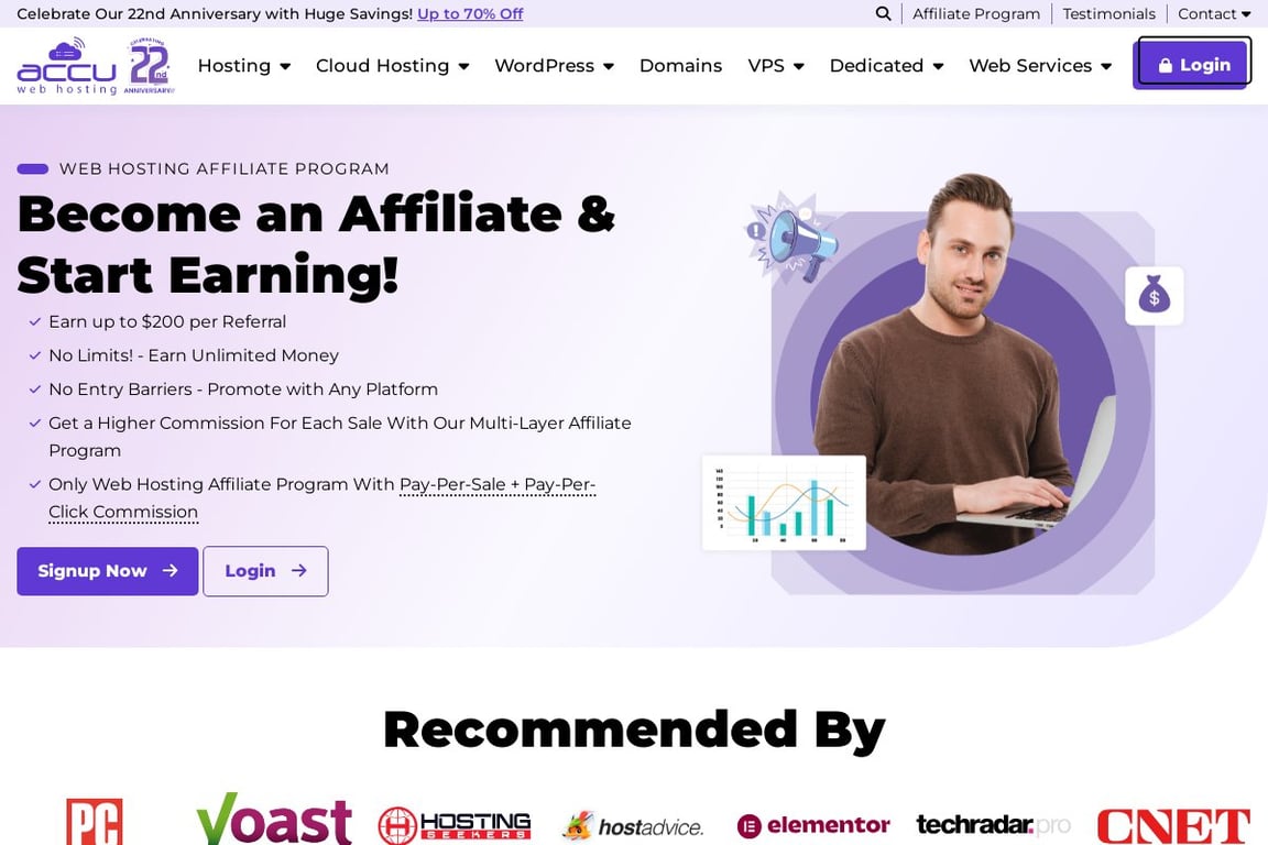 AccuWeb affiliate program signup page