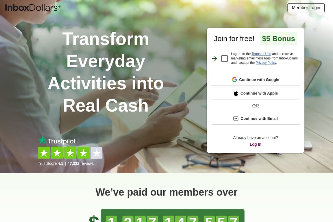 InboxDollars homepage