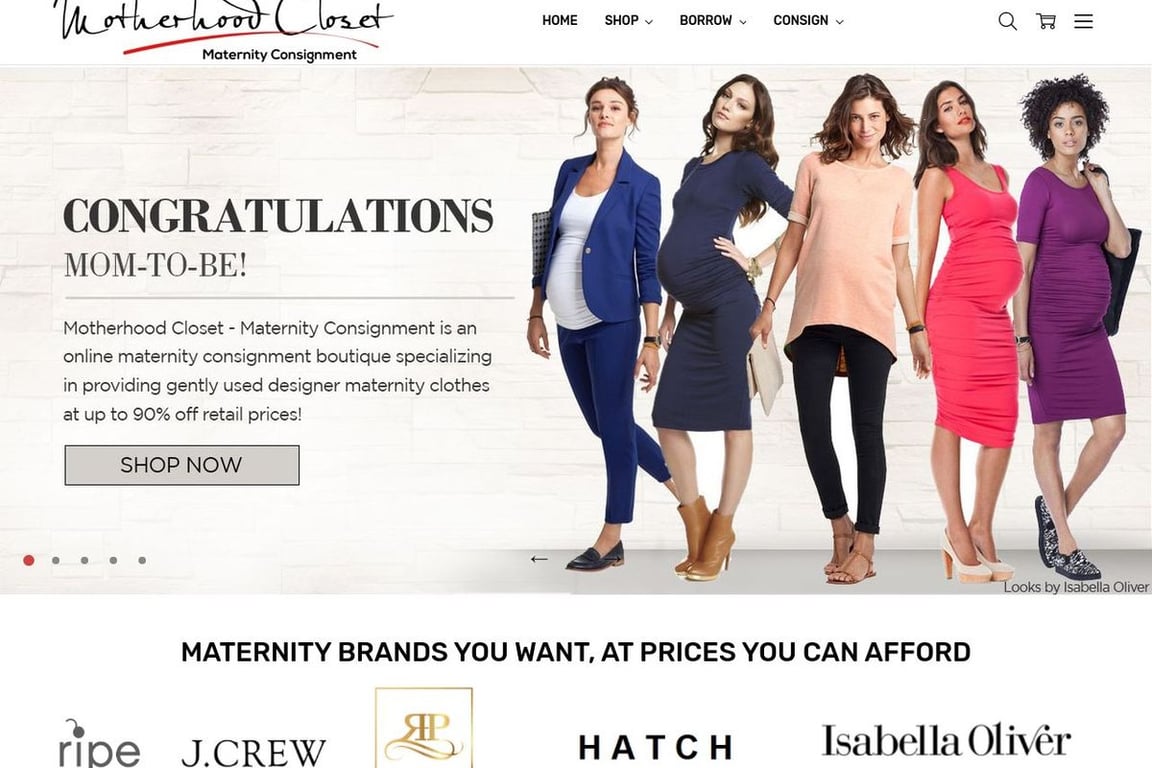 Motherhood Closet homepage