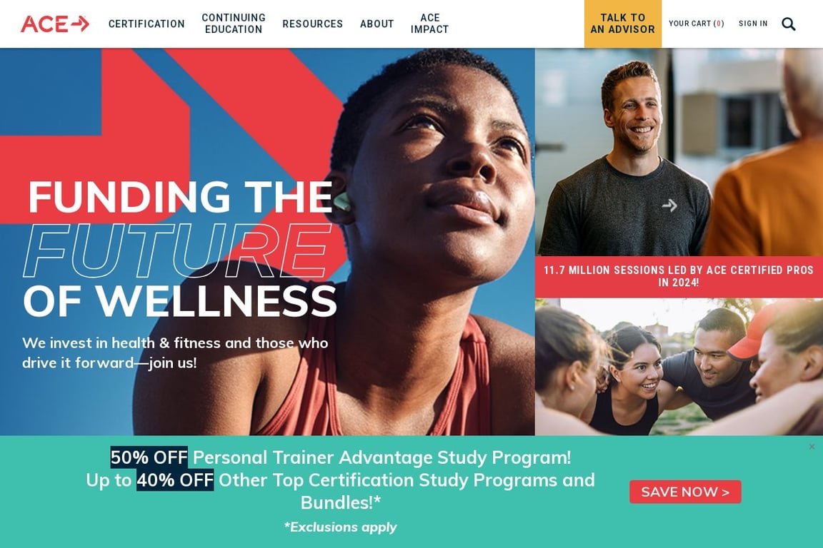 ACE Fitness homepage