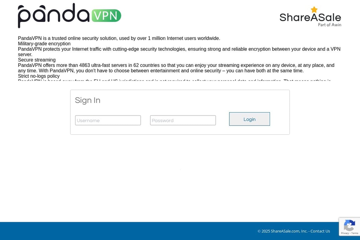 PandaVPN affiliate program signup page
