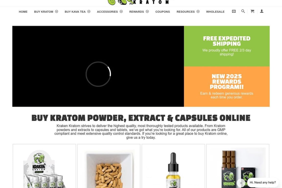 Kraken Kratom homepage