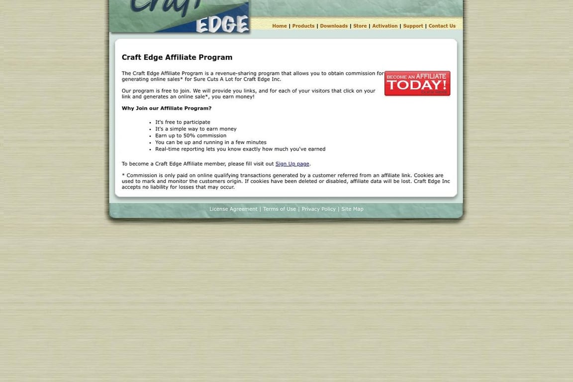 Craft Edge affiliate program signup page