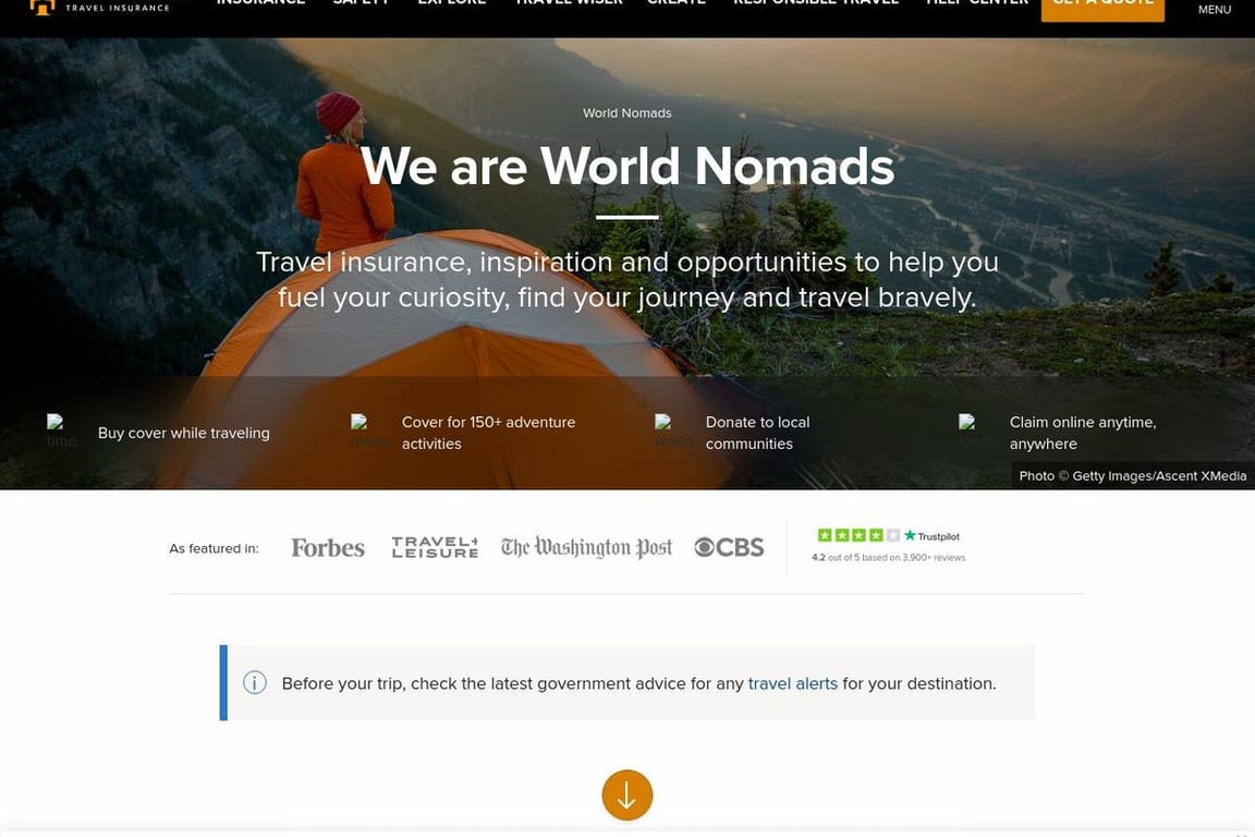World Nomads homepage