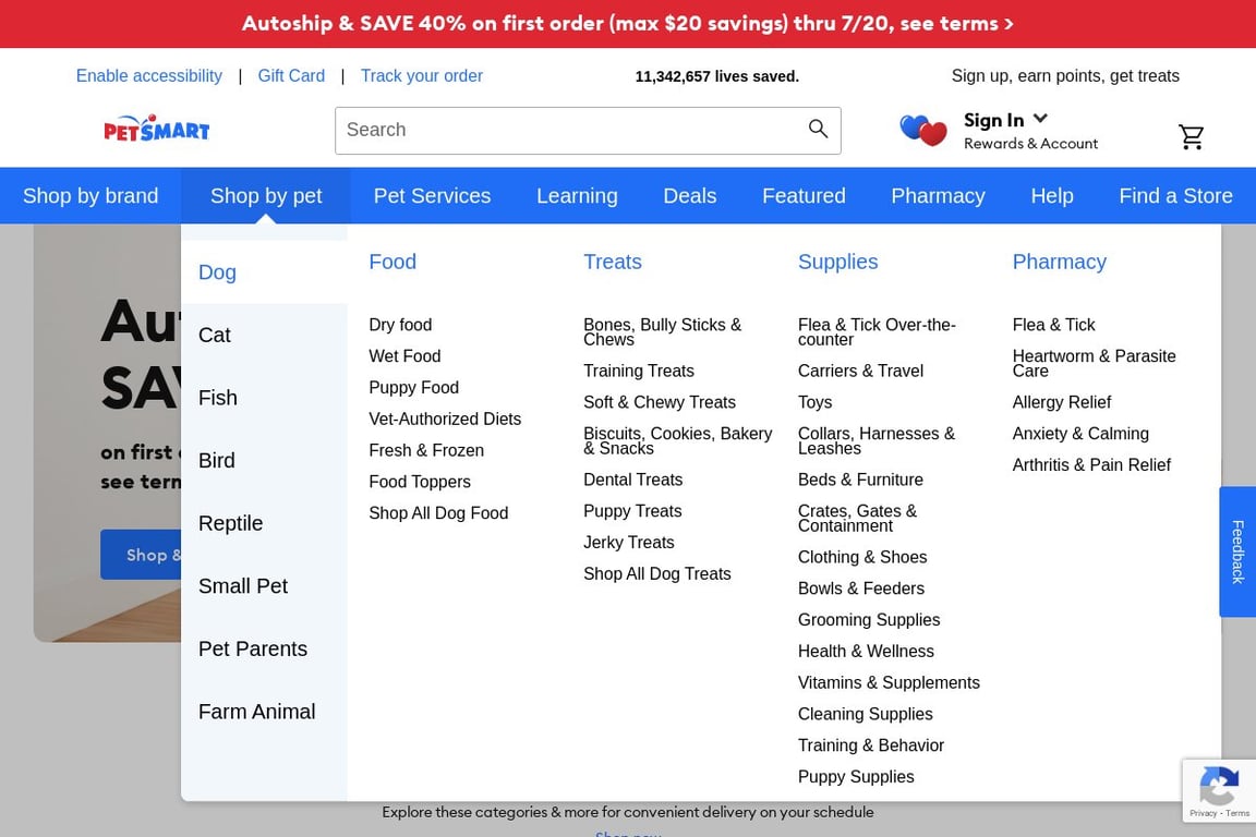 PetSmart Preferred homepage