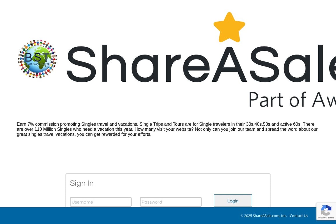 Best Single Travel affiliate program signup page