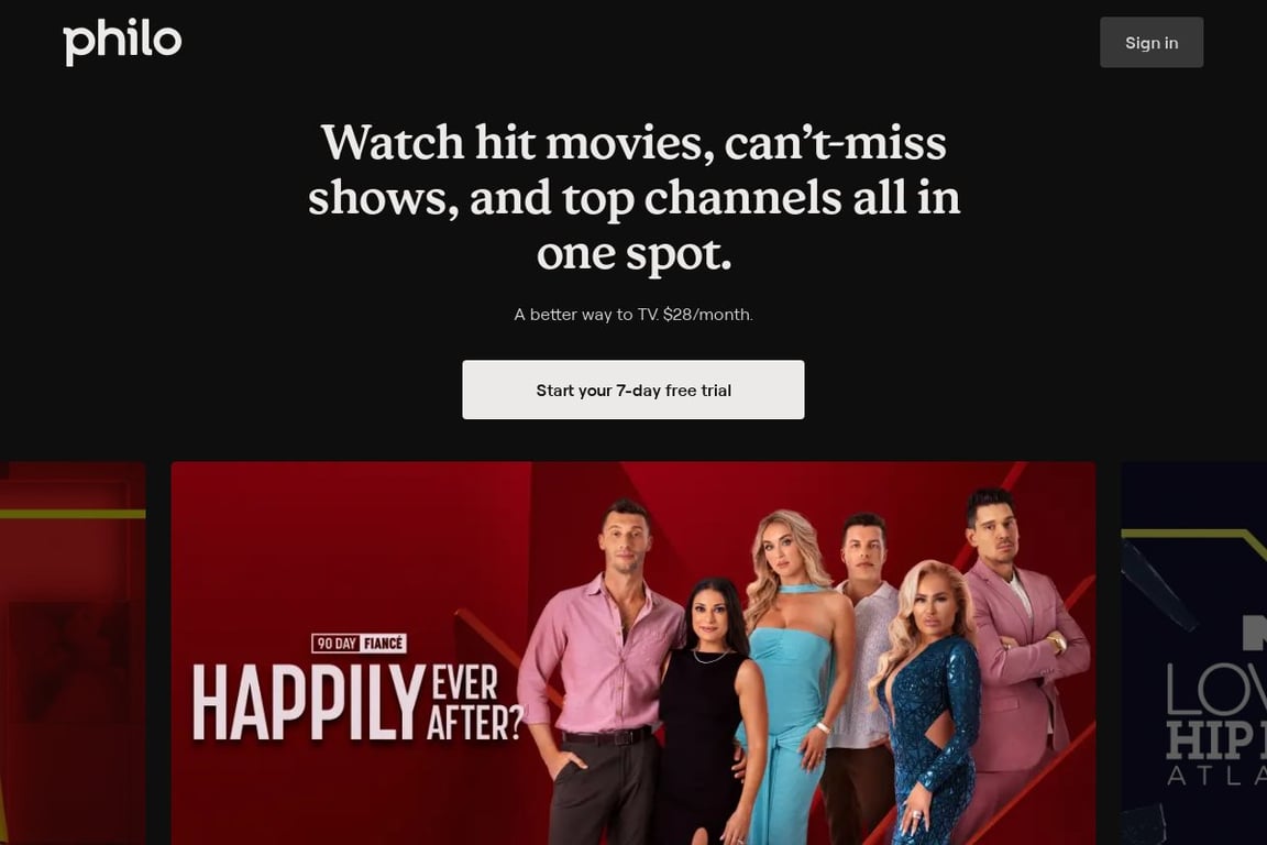 Philo TV homepage