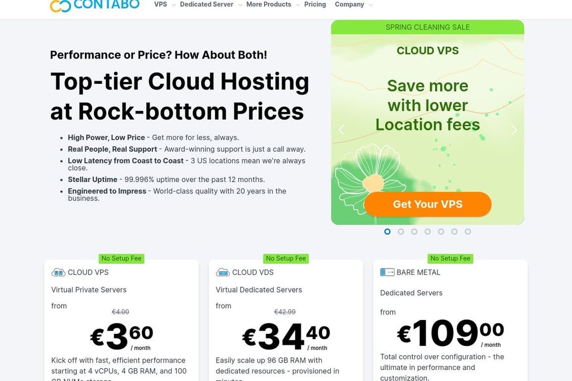 Contabo COM homepage