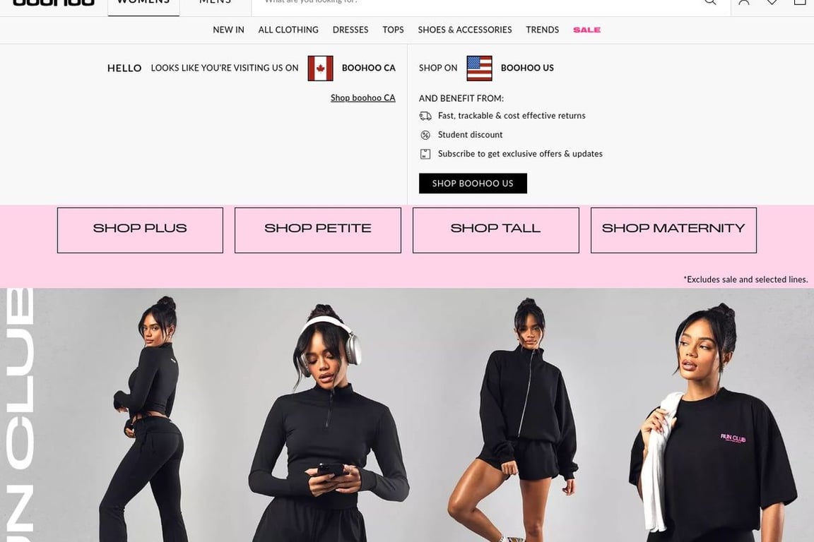 BooHoo.com (CA) homepage