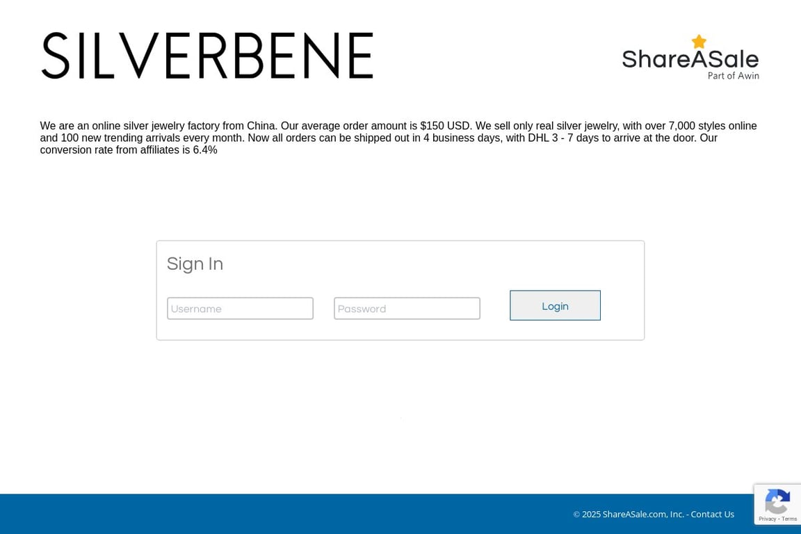 Silver Bene affiliate program signup page