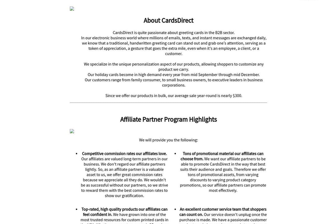 CardsDirect affiliate program signup page