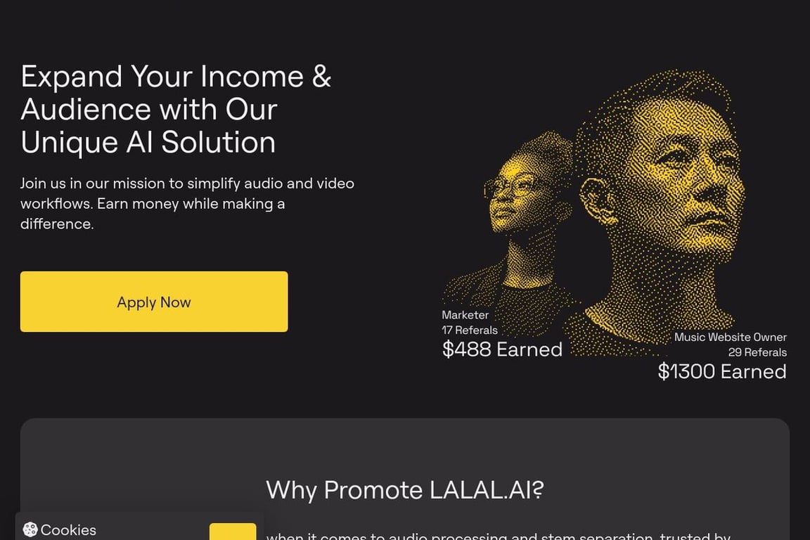 LALAL.AI affiliate program signup page