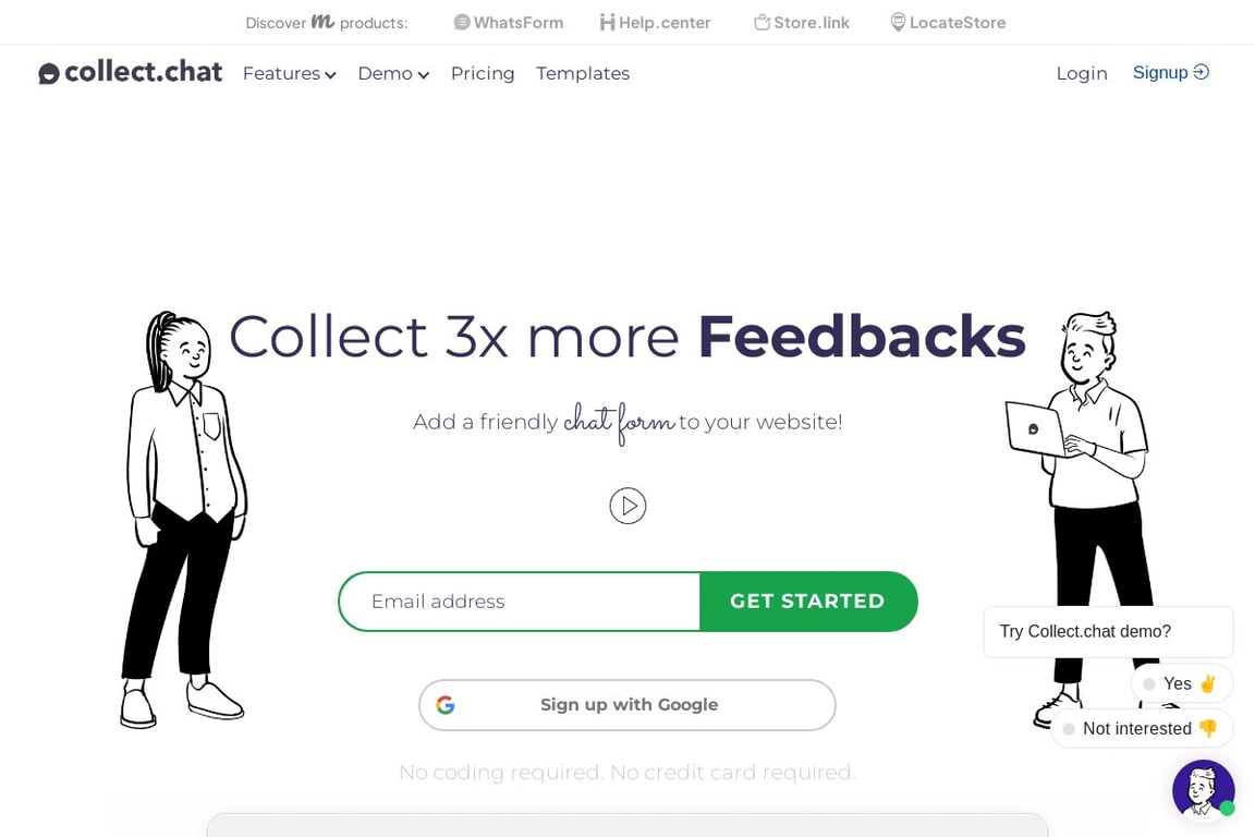 Collect.chat homepage