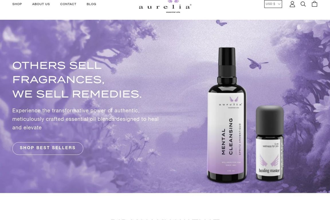 Aurelia Essential Oils homepage