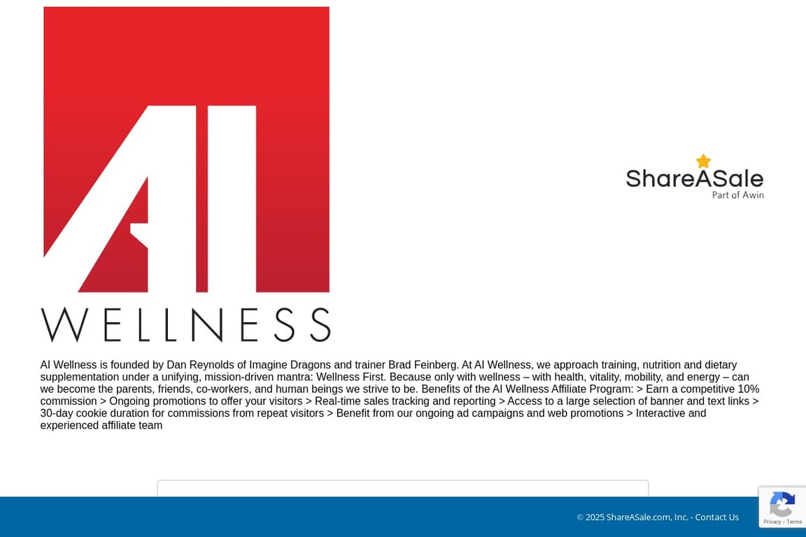 AI Wellness affiliate program signup page