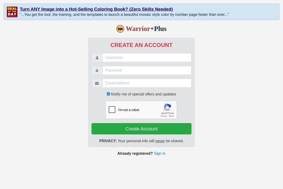 WarriorPlus affiliate program signup page