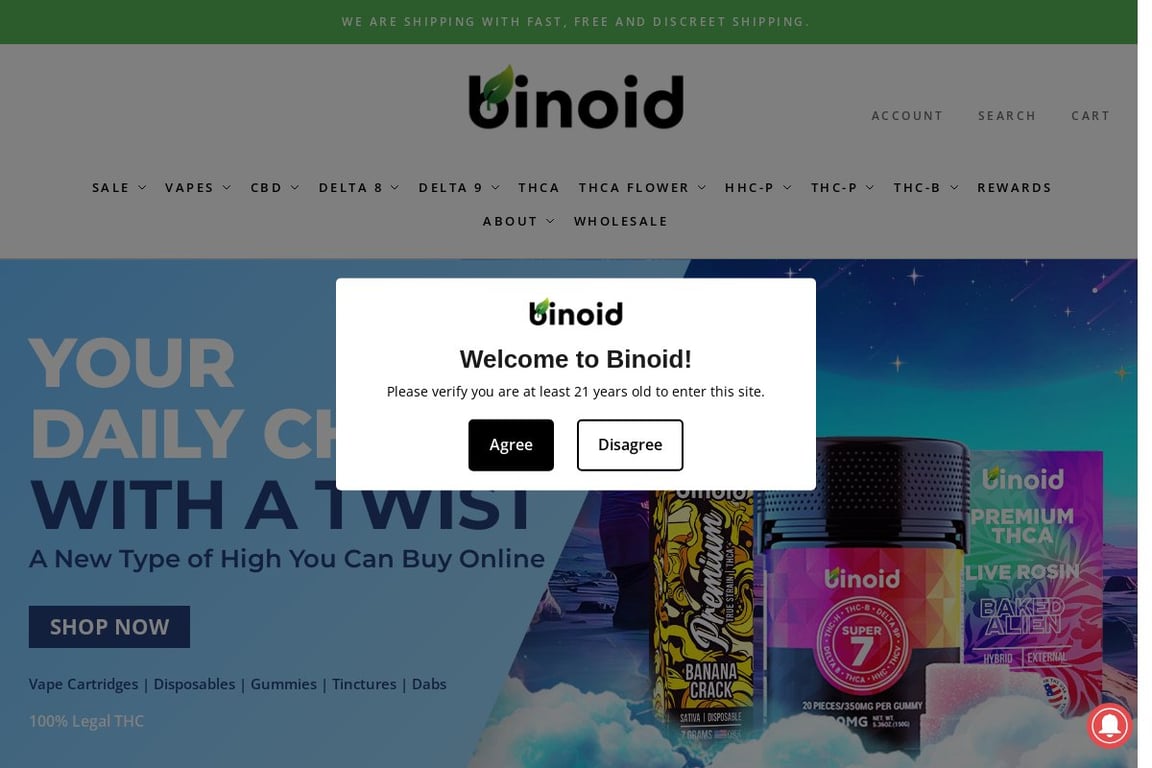 Binoid CBD homepage