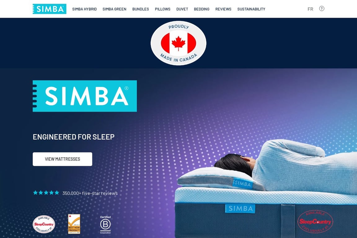 Simba Sleep homepage