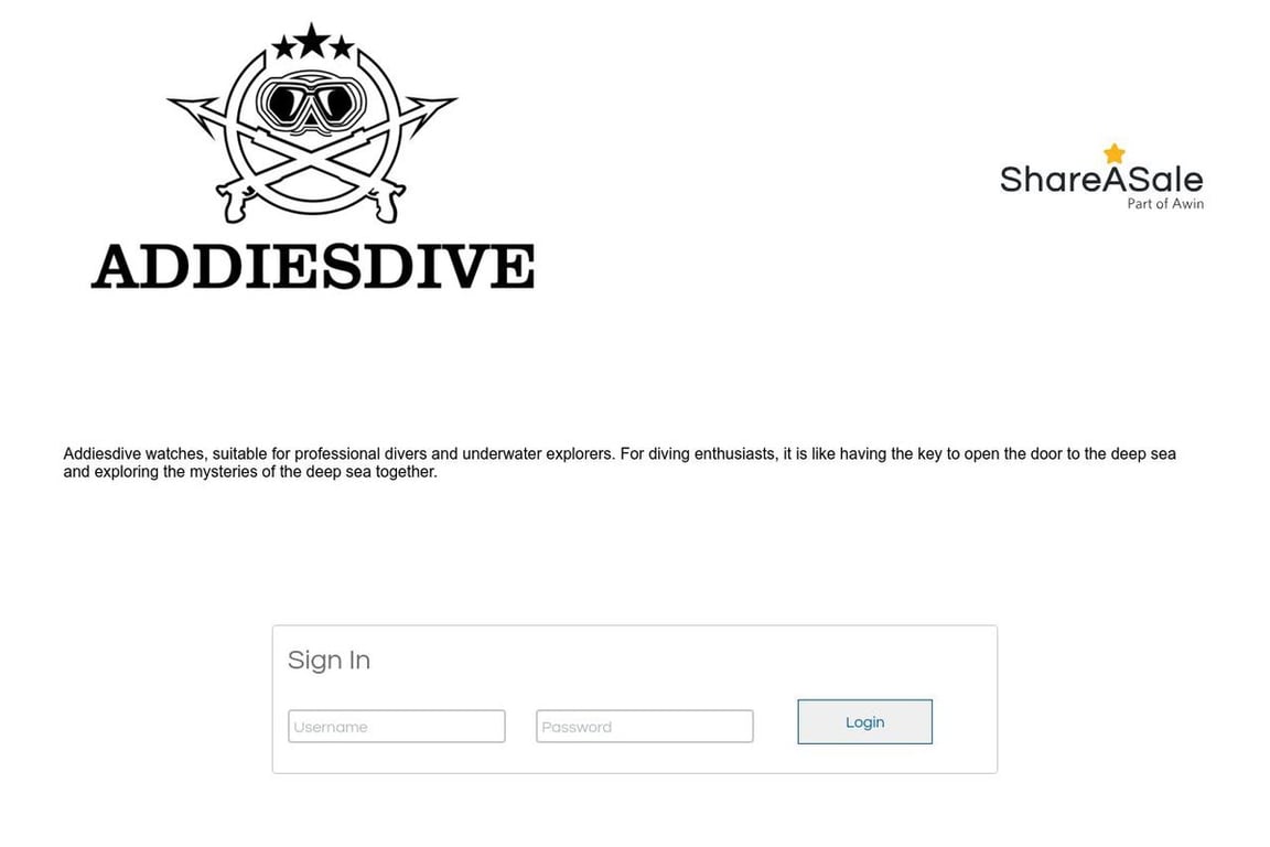 Addiesdive Watches affiliate program signup page