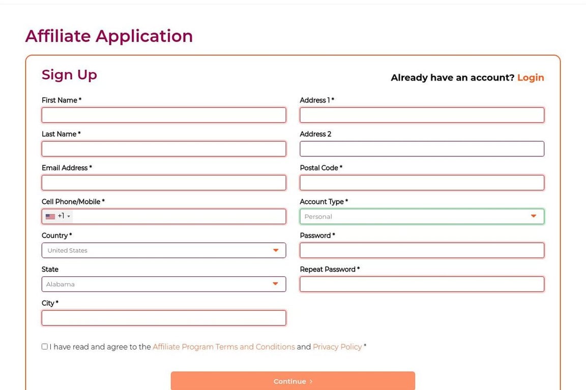 WPX Hosting affiliate program signup page